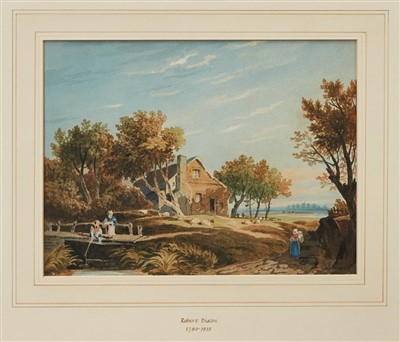 Lot 1035 - Henry Ninham watercolour figures in an extensive landscape