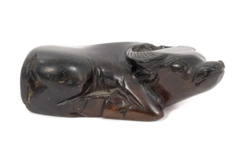 Lot 660 - Japanese carved stone water buffalo