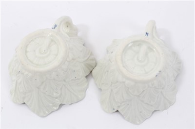 Lot 161 - Pair 18th century Worcester butter boats, creamware butter boat, Worcester coffee can, two Chinese cups