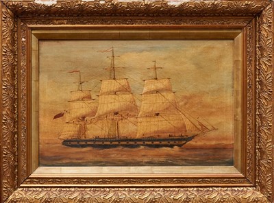 Lot 1067 - Pair of late 19th century oil on canvas ship portraits