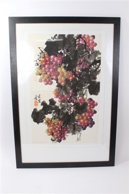 Lot 623 - Chinese school, late 20th century watercolour of grapes