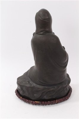Lot 801 - Chinese bronze figure of Guanyin - seal mark to base