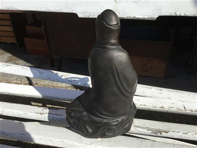 Lot 801 - Chinese bronze figure of Guanyin - seal mark to base