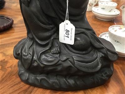 Lot 801 - Chinese bronze figure of Guanyin - seal mark to base