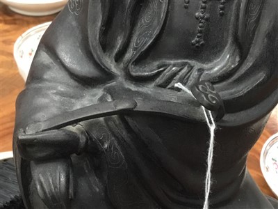 Lot 801 - Chinese bronze figure of Guanyin - seal mark to base