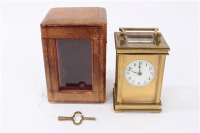 Lot 1256 - Late 19th / early 20th century carriage clock with eight day timepiece movement