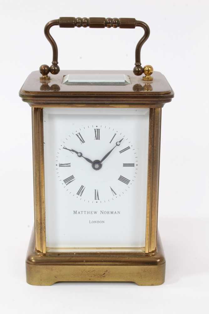 Lot 1257 - Contemporary carriage clock with eight day timepiece movement, by Matthew Norman, London