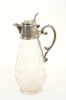 Lot 231 - Fine quality 19th century cut glass claret jug of tapering baluster form.