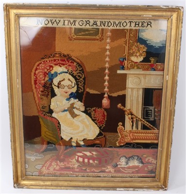 Lot 636 - Large humorous Victorian embroidered picture