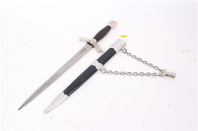 Lot 803 - Nazi 1934 pattern Luftwaffe officers' dress dagger with aluminium fittings, wire-bound leather grip, polished steel