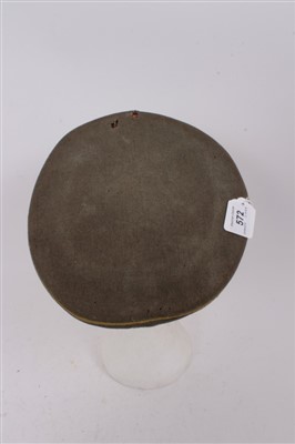 Lot 572 - Second World War Nazi Wehrmacht Officers Cap with yellow piping and brown leather head band to interior, bearing makers stamp, possibly Armored Reconnaissance Troops.