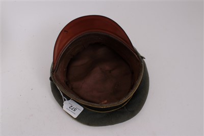 Lot 572 - Second World War Nazi Wehrmacht Officers Cap with yellow piping and brown leather head band to interior, bearing makers stamp, possibly Armored Reconnaissance Troops.