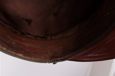 Lot 572 - Second World War Nazi Wehrmacht Officers Cap with yellow piping and brown leather head band to interior, bearing makers stamp, possibly Armored Reconnaissance Troops.