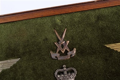 Lot 532 - Group of Special Forces cap badges, including SAS mounted on a board (7 badges)