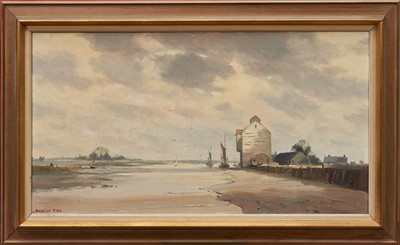 Lot 1139 - Marcus Ford (1914-1989) oil on canvas low tide on the river, signed, framed, 45cm x 82cm