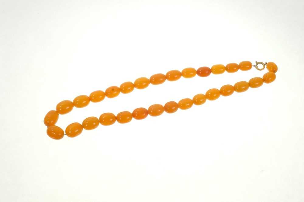 Lot 493 - Old natural amber necklace, 28g