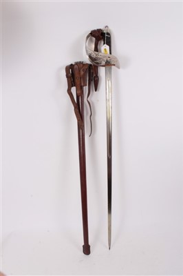 Lot 818 - Edward VIII 1897 pattern Infantry Officers' sword with nickel plated guard, leather dress knot