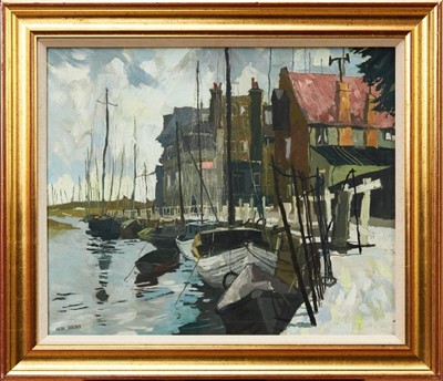 Lot 1112 - Hugh Chevins (1931-2003) oil - Blakeney Harbour