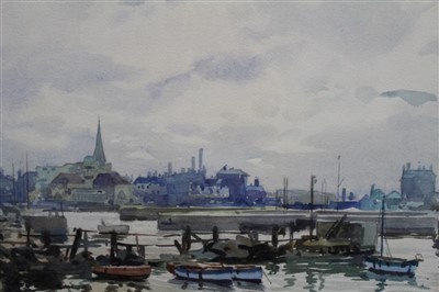 Lot 1386 - Wilfred Moody Fryer (1891-1967) watercolour Lowestoft harbour