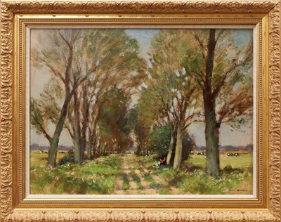 Lot 1124 - Owen Waters oil on board, Near St Benet’s Abbey, Norfolk