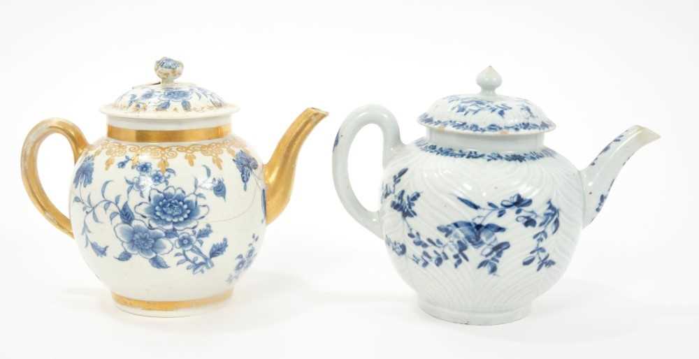 Lot 1 - Two 18th century Worcester blue and white teapots and covers