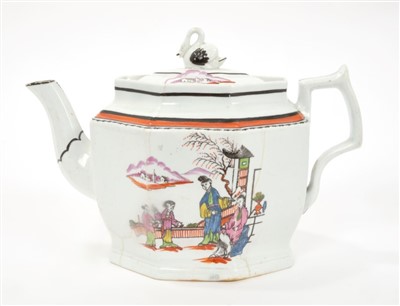 Lot 3 - Rare early 19th century Liverpool Herculaneum teapot and cover with swan knop