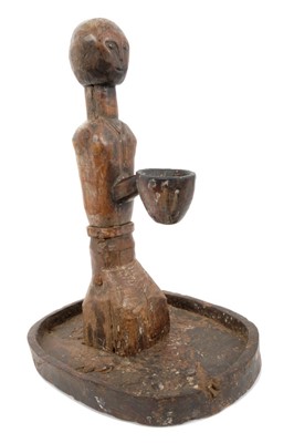 Lot 691 - Unusual African tribal carved wooden lamp