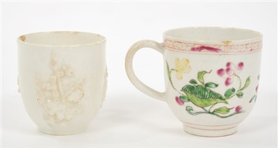 Lot 15 - 18th century Bow polychrome decorated coffee cup and a Bow blanc-de-chine coffee cup