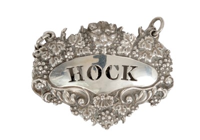 Lot 293 - Victorian silver decanter label, 'HOCK' (London c. 1845/50), Charles Rawlings & William Summers