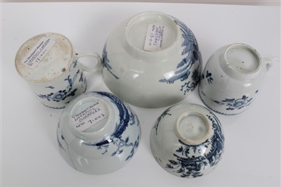 Lot 26 - 18th century Christians Liverpool blue and white sugar bowl, two similar coffee cups and two tea bowls