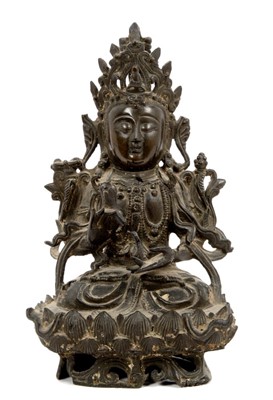 Lot 666 - Bronze deity figure seated