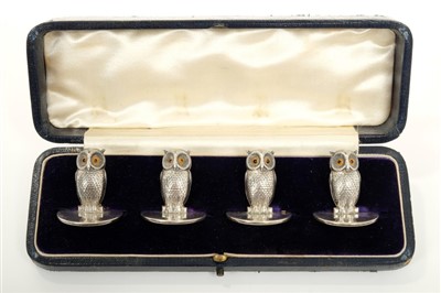 Lot 322 - Set of four Edwardian silver menu holders (Chester 1908), Sampson Mordan