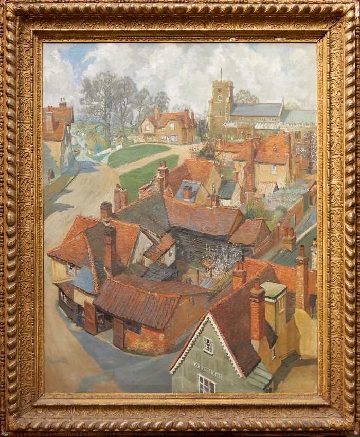 Lot 1210 - Clifford Charles Turner (1920-2018) large oil on canvas - a birds-eye view of Witham