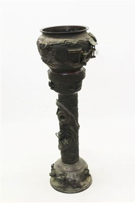 Lot 684 - Japanese bronze jardinière on stand