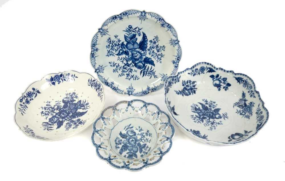 Lot 28 - Collection of 18th century Worcester blue and white pinecone pattern wares
