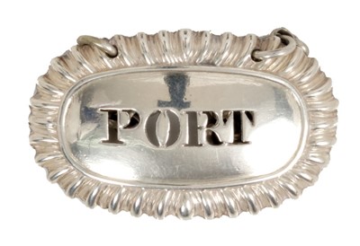 Lot 298 - Early Victorian silver decanter label, 'PORT' (circa 1840), Charles Reily & George Storer