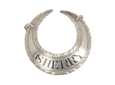 Lot 301 - George III silver decanter label, 'SHERRY' (London 1792), Thomas Phipps & Edward Robinson