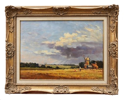 Lot 1003 - John Horwood (b. 1934) oil on canvas, Cornfield with figures, signed 38 x 50cm.