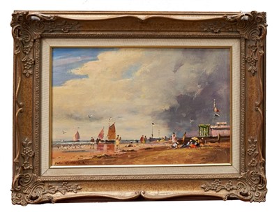 Lot 1002 - John Horwood (b. 1934) oil on canvas, Southwold Suffolk, Walberswick nr. Southwold, a pair, both signed and inscribed verso, 31 x 44cm, framed.