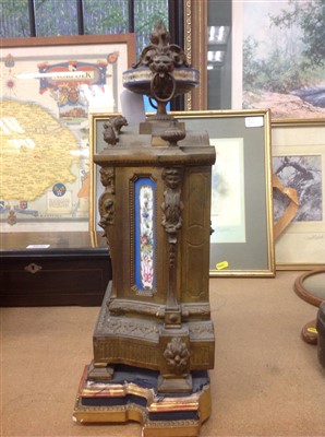 Lot 3655 - Victorian gilt metal and porcelain mantle clock.