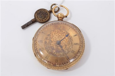 Lot 3207 - Victorian gold (18ct) fob watch