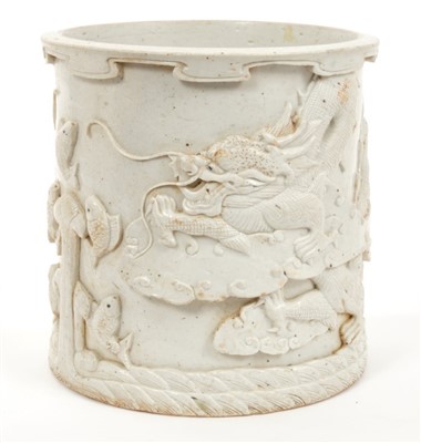 Lot 47 - Chinese Qing blanc-de-chine brush pot