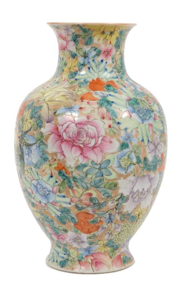 Lot 61 - Late 19th century Chinese millefiori decorated baluster vase