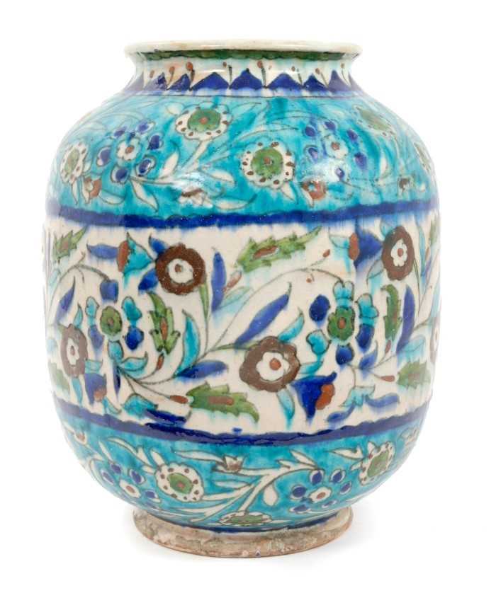 Lot 64 - Early 20th century Iznik pottery baluster vase