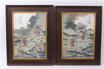Lot 162 - Pair 20th century Chinese polychrome painted porcelain panels