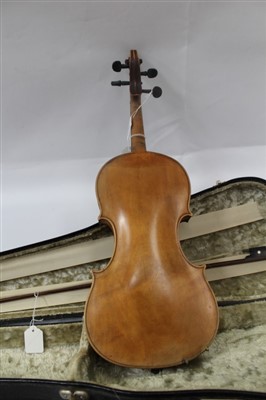Lot 3671 - Late 19th/early 20th century Italian violin bearing label ‘copy of Niccilus Amatus’ with bow in case