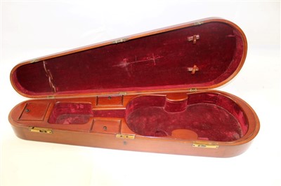 Lot 3676 - 19th century mahogany violin case with brass fittings and fitted mahogany and red velvet interior