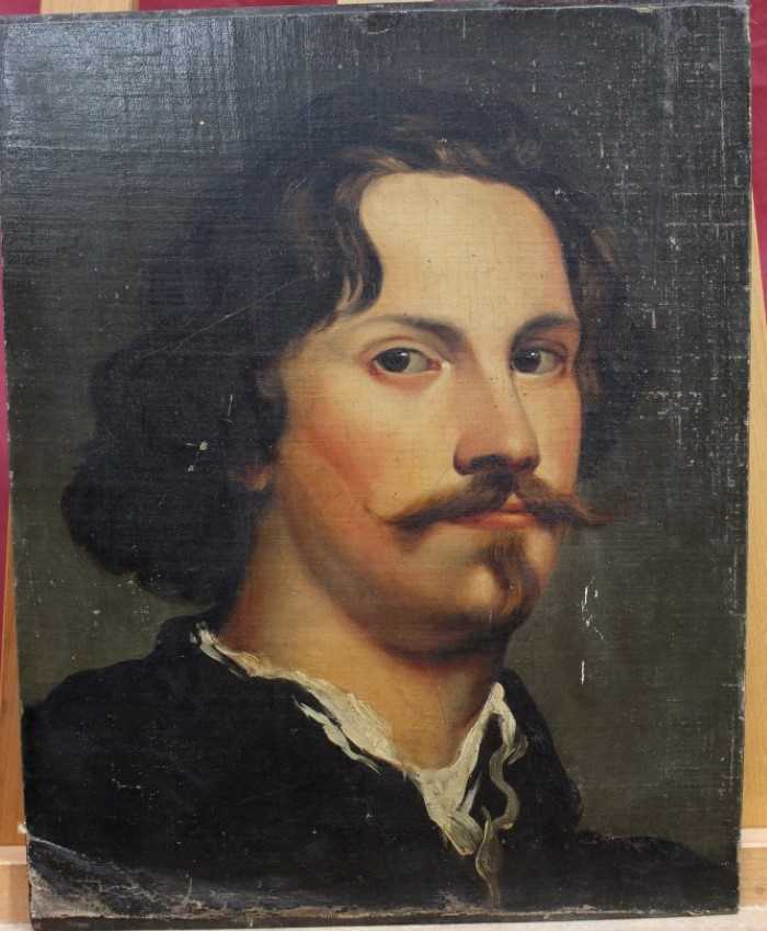 Lot 1103 - Follower of Van Dyke, oil on canvas portrait of Pieter Soutman, laid onto board