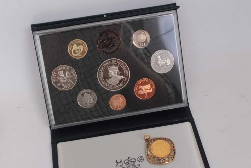 Lot 41 - G.B. George V gold Sovereign 1917P and Royal Mint Guernsey 1987 eight-coin collection