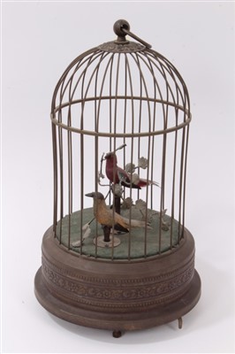 Lot 3515 - Mechanical clockwork musical bird in cage